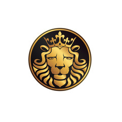 Fototapeta premium Lion logo. Lion head with crown - vector illustration, emblem design. Universal company symbol.