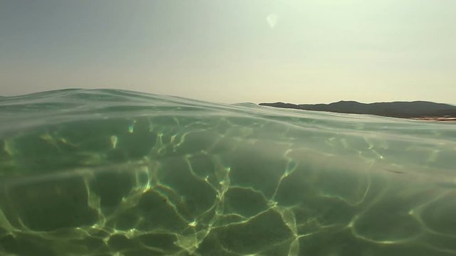 half in the water