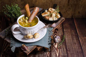 Traditional thick soup with peas