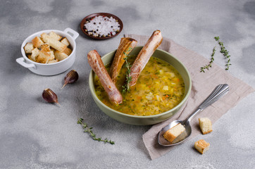 Traditional thick soup with peas