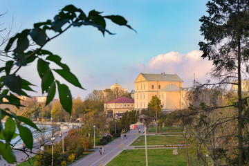 Fototapeta premium Ternopil - Oct 21, 2018. Ternopil castle in Ternopil, Ukraine