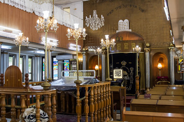 The interior of the synagogue Brahat ha-levana in Bnei Brak . Israel.