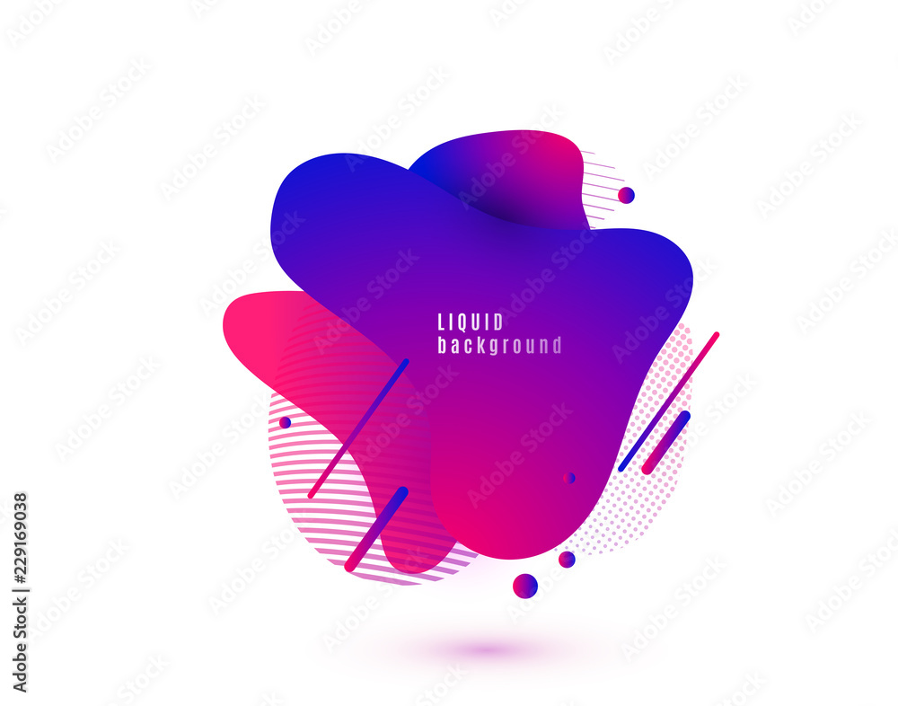 Poster abstract liquid shape. fluid design. isolated gradient waves with geometric lines, dots. vector illu