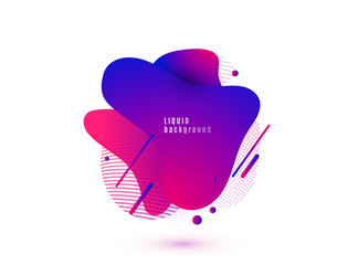Abstract liquid shape. Fluid design. Isolated gradient waves with geometric lines, dots. Vector illustration.