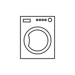 Washer machine line icon, outline vector sign, linear style pictogram isolated on white. Symbol, logo illustration.