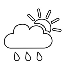 Raining drops cloud sun icon weather forecast vector illustration isolated 