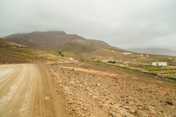 Empty dirt road in Cofete, Fuerteventura, Canary Islands, Spain.