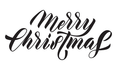 Fototapeta na wymiar Merry Christmas hand drawn calligraphy lettering or Xmas holiday greeting card text