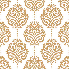 Golden vintage vector seamless pattern, wallpaper. Elegant classic texture. Luxury ornament. Royal, Victorian, Baroque elements. Great for fabric and textile, wallpaper, or any desired idea.