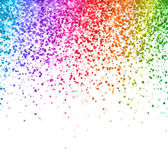 Multicolor falling glitter on white background. Vector