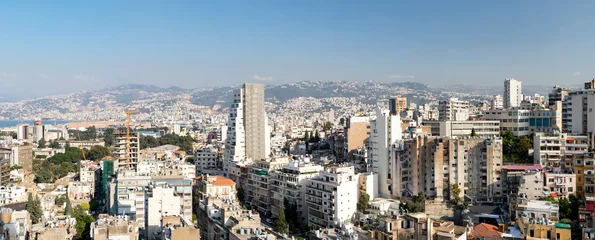 Foto auf Acrylglas Panoramic skyline view of the crowded buildings in downtown Beirut, Lebanon © deberarr
