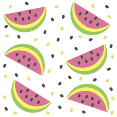 Bright seamless pattern. Vector fruit of watermelon.