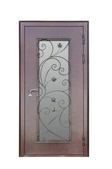 Metal doors with an ornament on a white background.
different