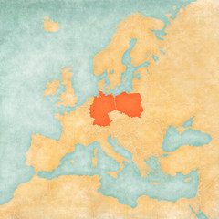 Naklejka premium Map of Europe - Germany and Poland