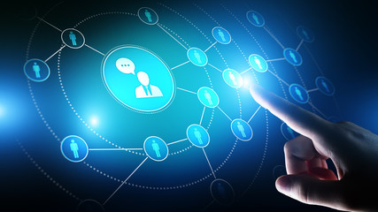 Social media platform, Customer communication structure, SMM, Marketing. Internet and business technology concept.