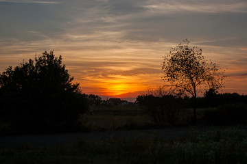 Fototapeta na wymiar sunset in ukrainian village