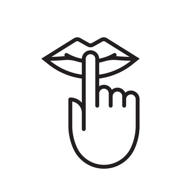 recommend clip art: Keep silence and be quiet mouth lips and finger silent sign, no noise vector icon