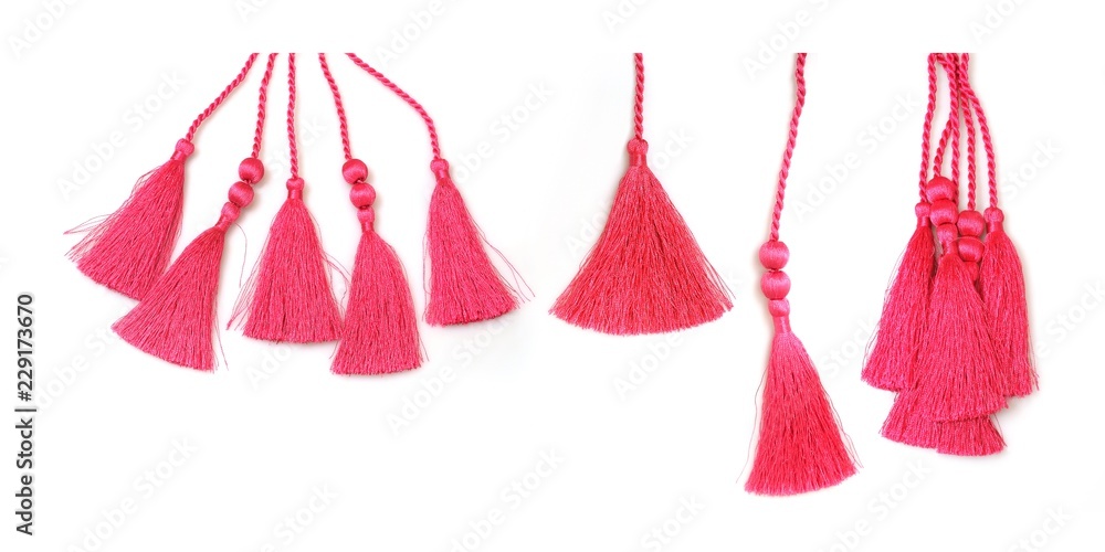 Canvas Prints Set of silk tassels isolated on white background for creating graphic concepts - Canvas Prints