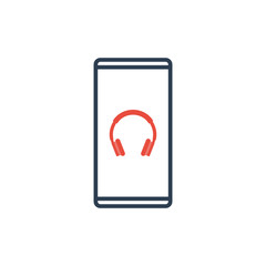 Simple Line of Cell Phone Vector Icon -  modern headphone