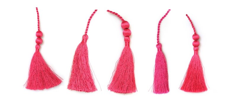 Set of silk tassels isolated on white background for creating graphic concepts