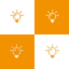 Set of light bulb pixel icons. Idea icon. Start up sign. Vector illustration.