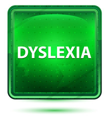 Dyslexia Neon Light Green Square Button