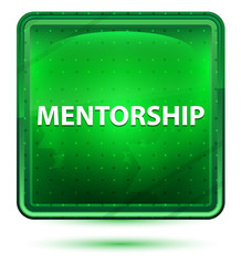 Mentorship Neon Light Green Square Button