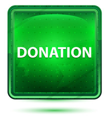 Donation Neon Light Green Square Button