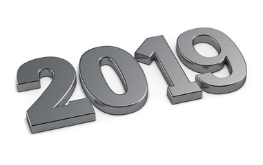 3d rendering new year 2019 isolated white background.