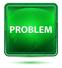 Problem Neon Light Green Square Button