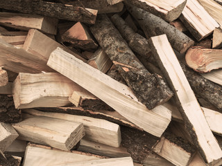 Chopped aspen firewood, texture