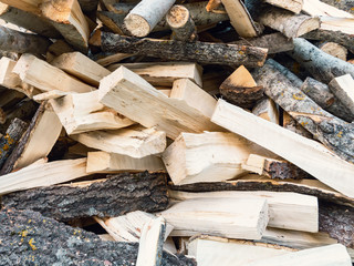 Chopped aspen firewood, texture