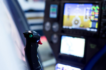 Inside helicopter cabin.