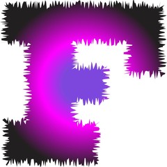 monochromatic purple uppercase letter F with a fuzzy outline