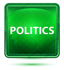 Politics Neon Light Green Square Button