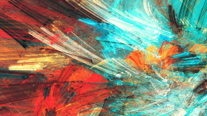 Bright artistic splashes. Abstract painting color texture. Modern futuristic pattern. Multicolor dynamic background. Fractal artwork for creative graphic design © Alena