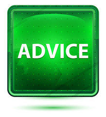 Advice Neon Light Green Square Button