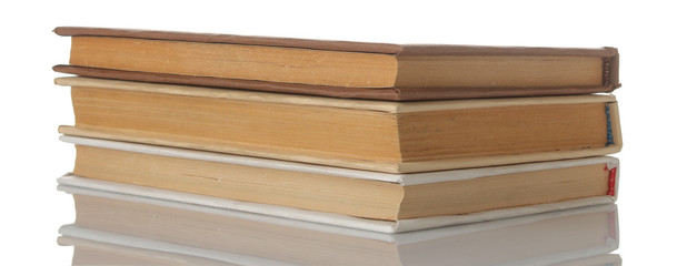 Stack of books on a white isolated background. Old books. Education. school. study