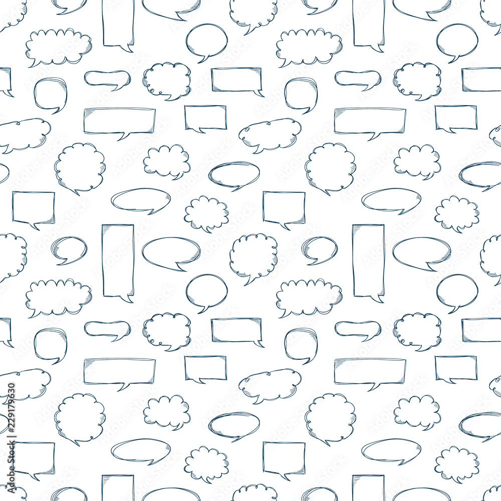 Aufkleber speech bubbles pattern. message frames. doodles background. scribble frames. sketch. hand drawn effe