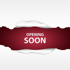 Opening soon background with paper sign