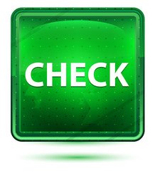 Check Neon Light Green Square Button