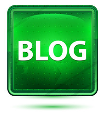 Blog Neon Light Green Square Button