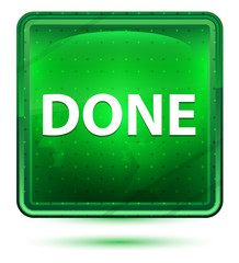 Done Neon Light Green Square Button