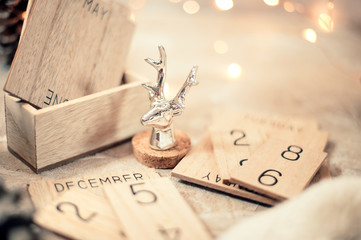 Vintage wooden calendar date 25 and month december