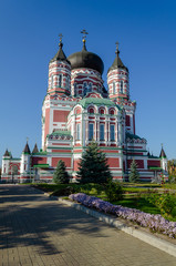 Panoramic view of St. Panteleimon Orthodox monastery in autumn