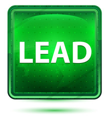 Lead Neon Light Green Square Button