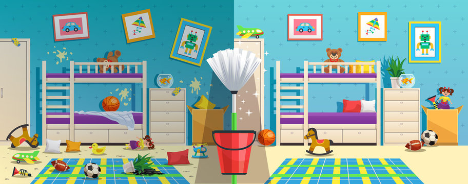 Messy Children Room Before After