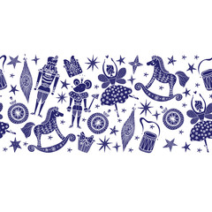 Fototapeta premium Christmas horizontal vector seamless Nutcracker pattern. Seamless pattern can be used for wallpaper, pattern fills, web page background, surface textures.