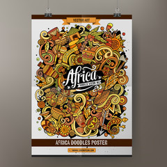 Cartoon colorful hand drawn doodles Africa poster template