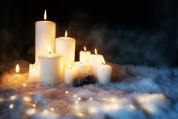 Candle lights in a cold winter night